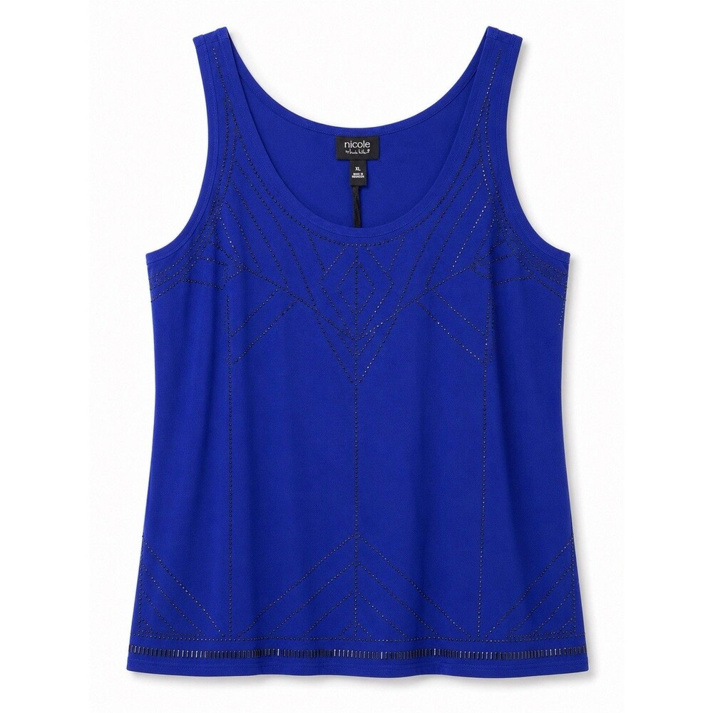 Nicole By Nicole Miller Tank Top Women's XL "PURPLE" Studded Scoop Anniversary
